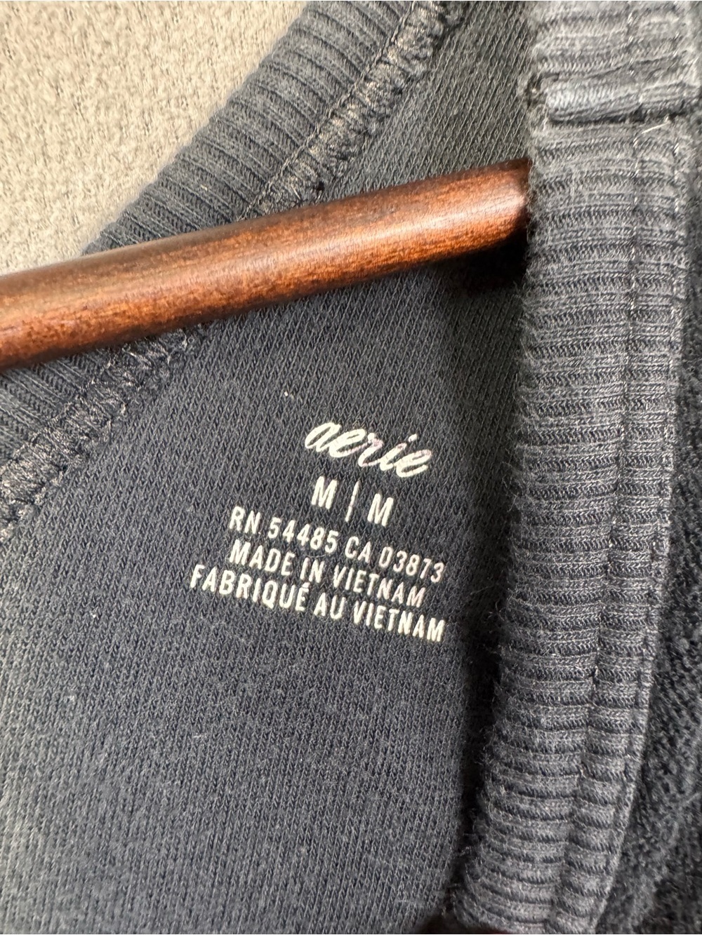 Aerie Black V-Neck Terry Cloth Ruched Front Drawstring Adjustable Sweater Top, M - Picture 4 of 9